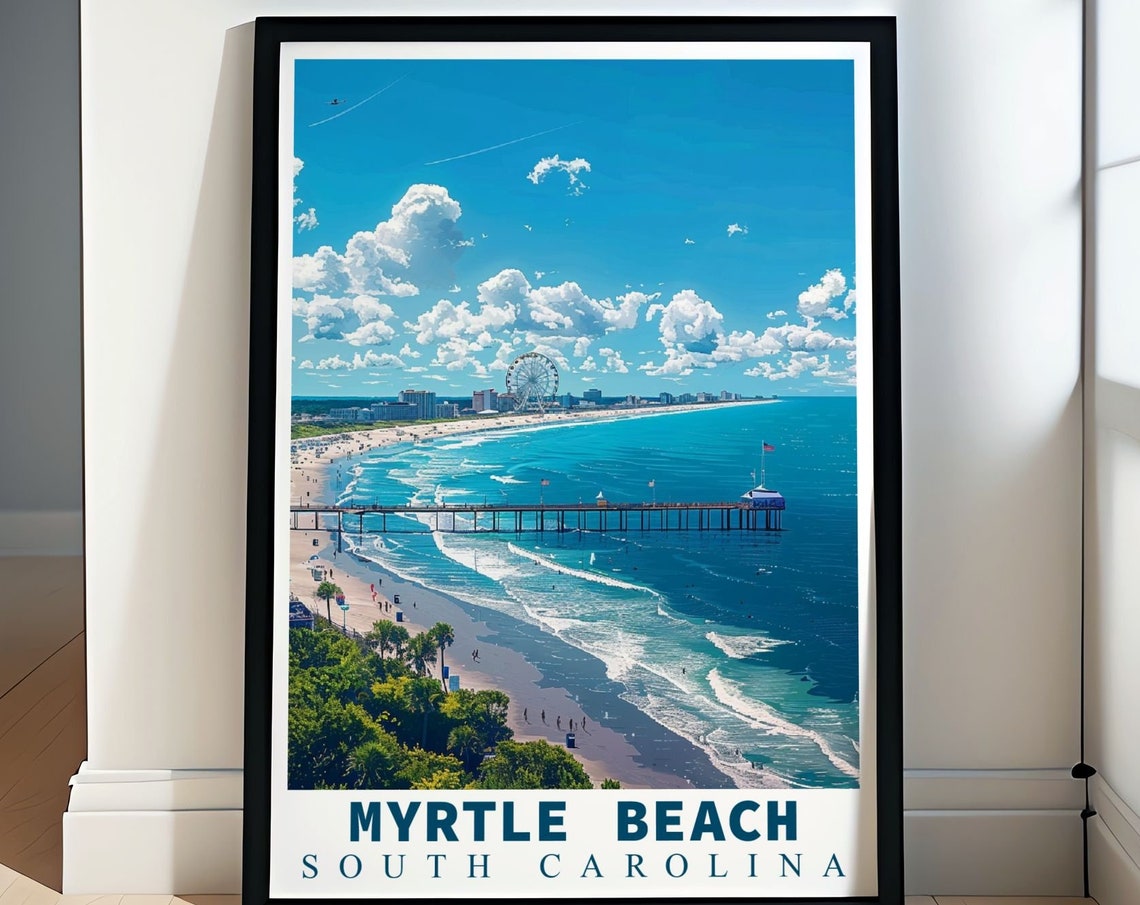 Myrtle Beach South Carolina Pier Ferris Wheel Sunny Day Art Print