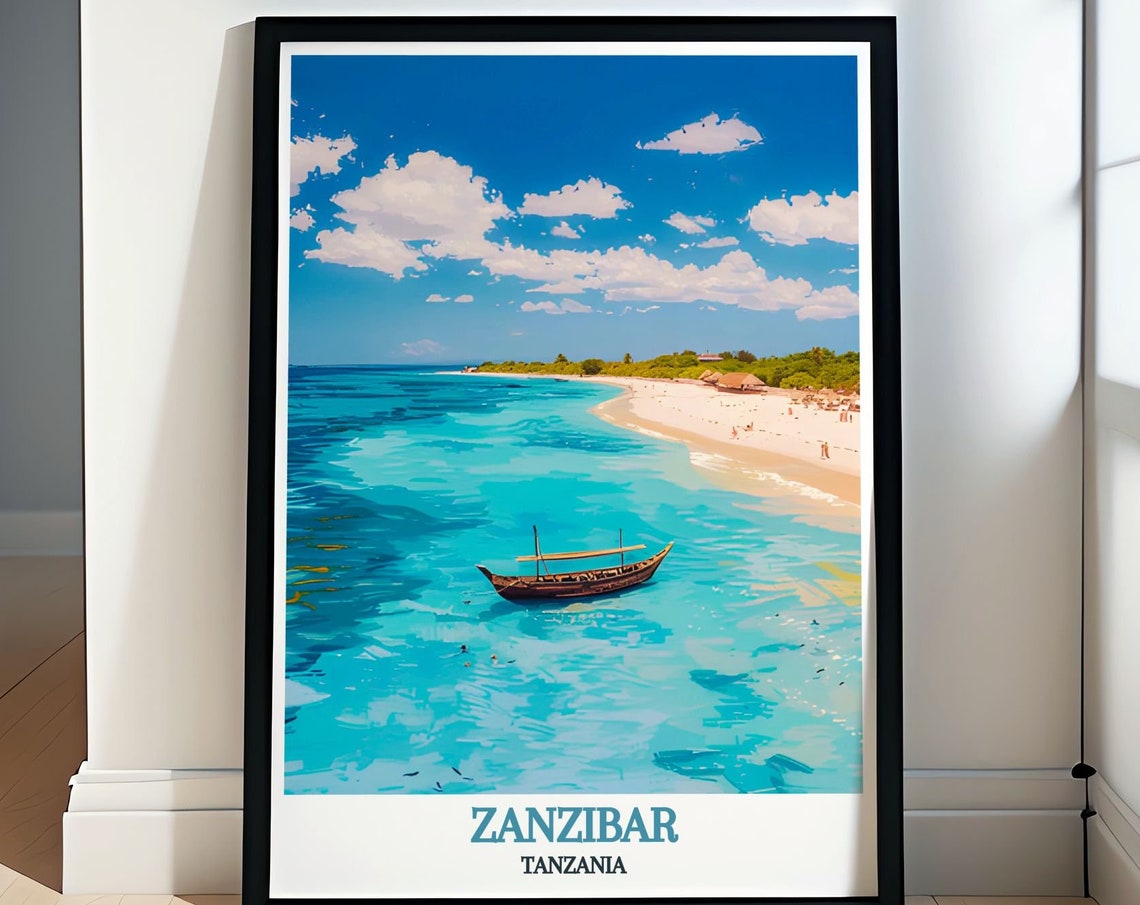 Zanzibar Nungwi Beach Turquoise Water Dhow Boat Travel Poster