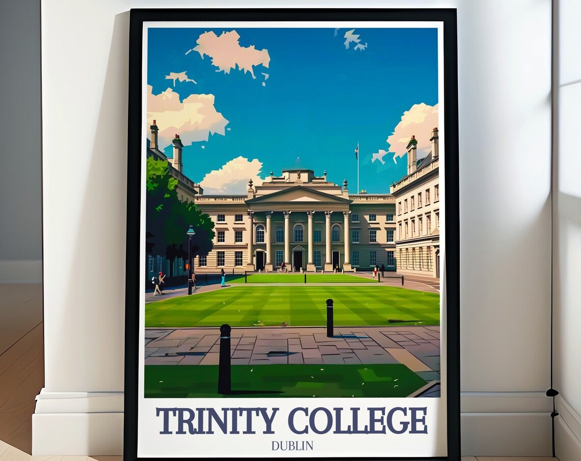 Trinity College Dublin Courtyard Facade Sunny Day Travel Poster