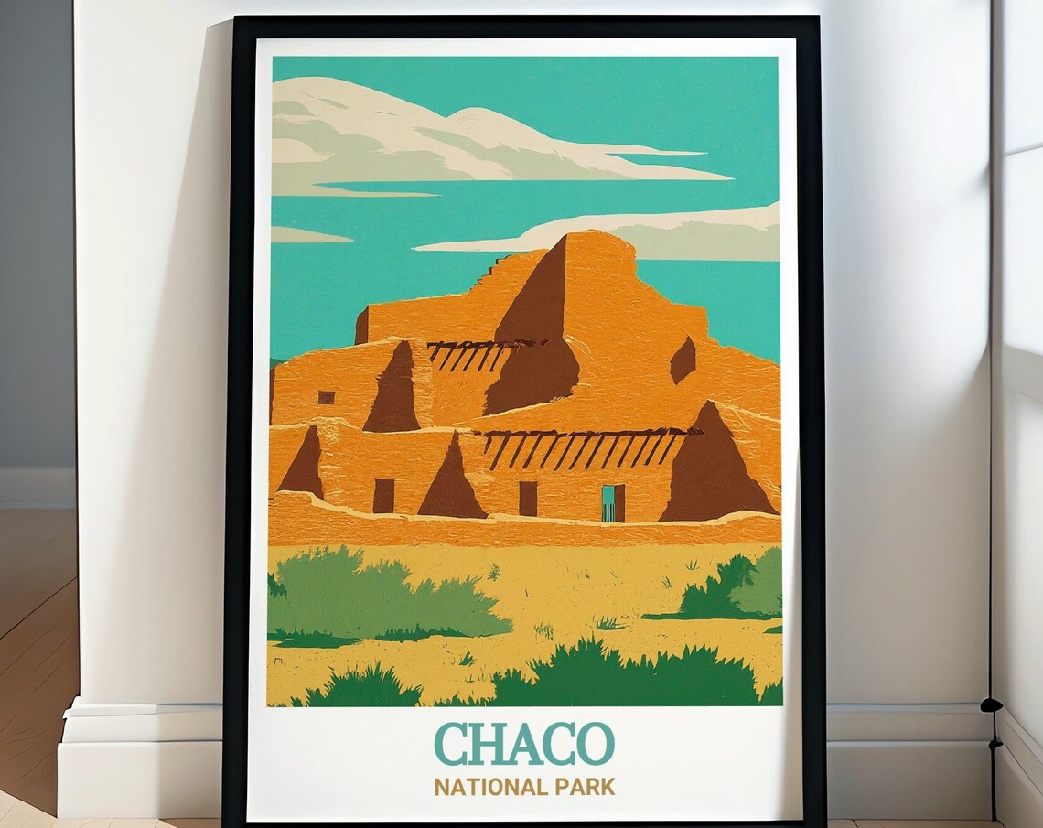 Pueblo Bonito Chaco National Park Ruins Desert Travel Poster