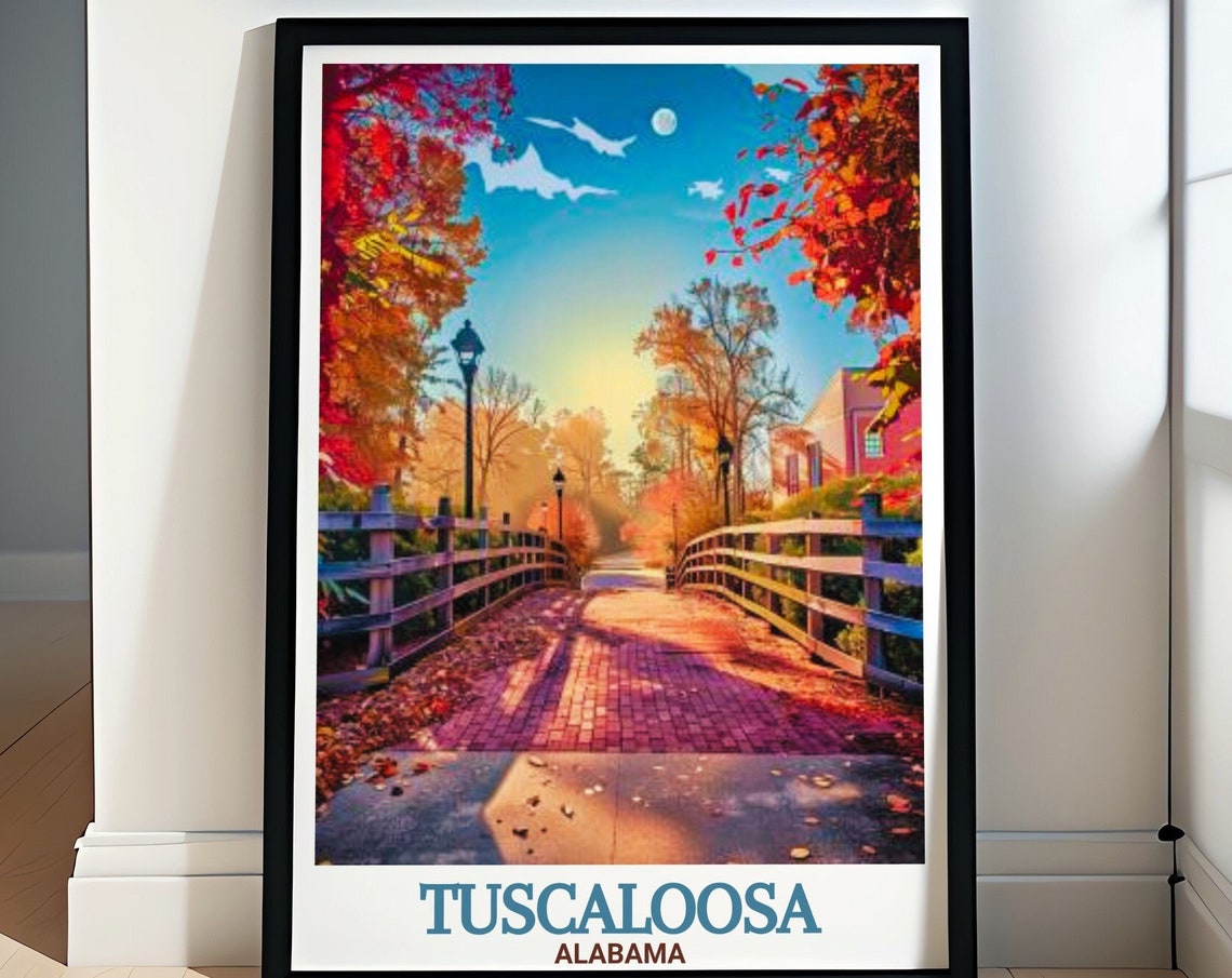 Tuscaloosa Travel Print Tuscaloosa Riverwalk And Skyline Art Tuscaloosa Skyline And Riverwalk Posters Tuscaloosa Riverwalk Wall Art