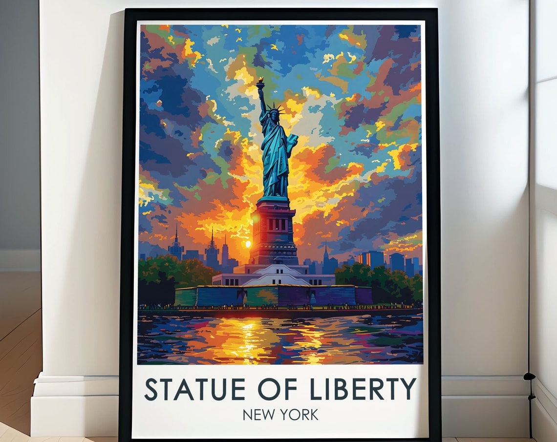Statue of Liberty at Sunset over Manhattan Skyline New York Poster