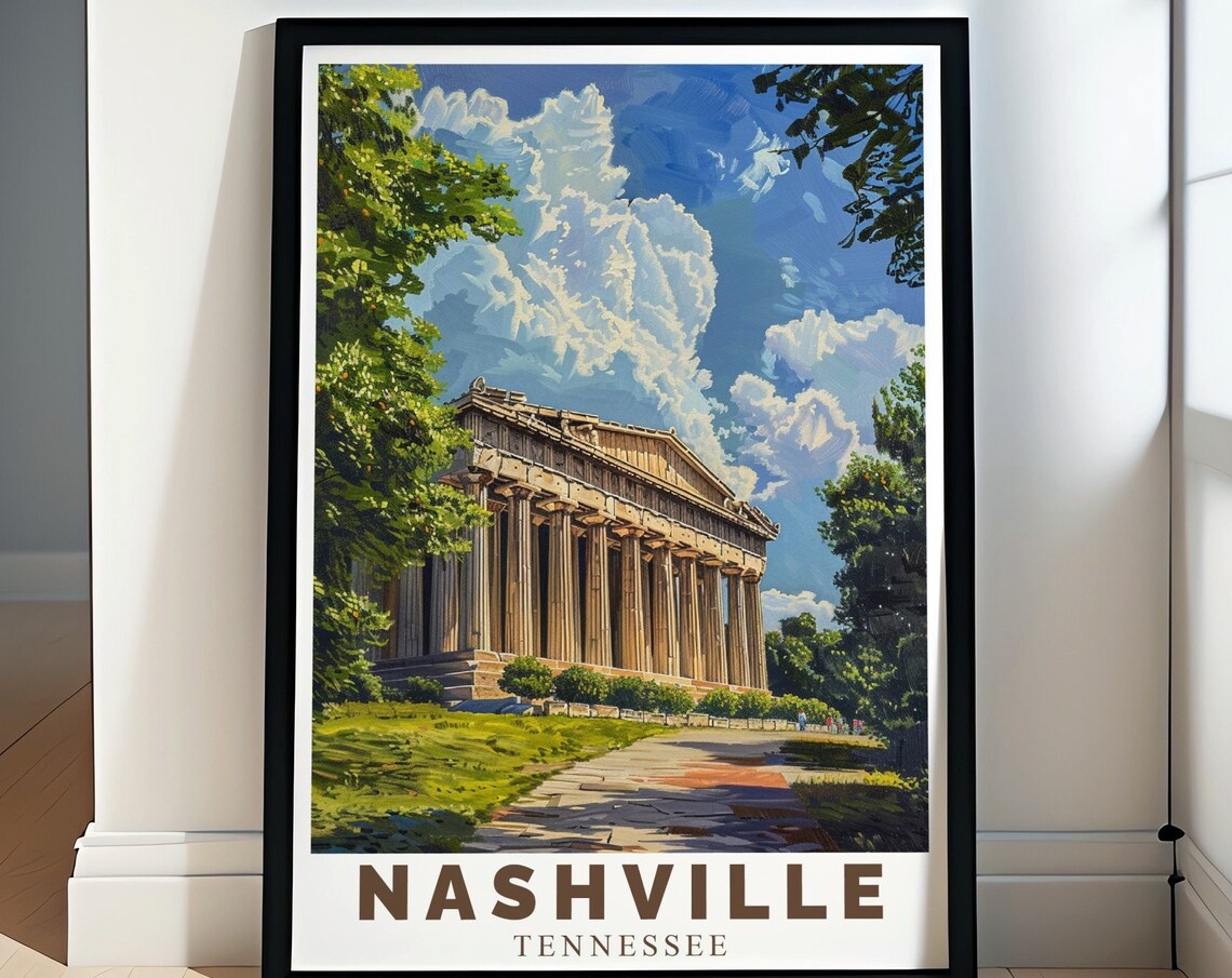 Nashville Tennessee Parthenon Classical Temple Park View Travel Poster