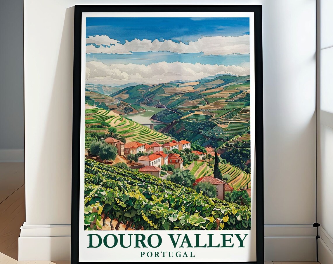 Douro Valley Portugal Terraced Vineyards and River Travel Poster