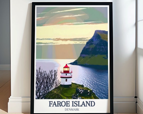 Faroe Islands Wall Art Atlantic Ocean Kallur Lighthouse Posters Faroe Islands Posters Faroe Islands Art Prints