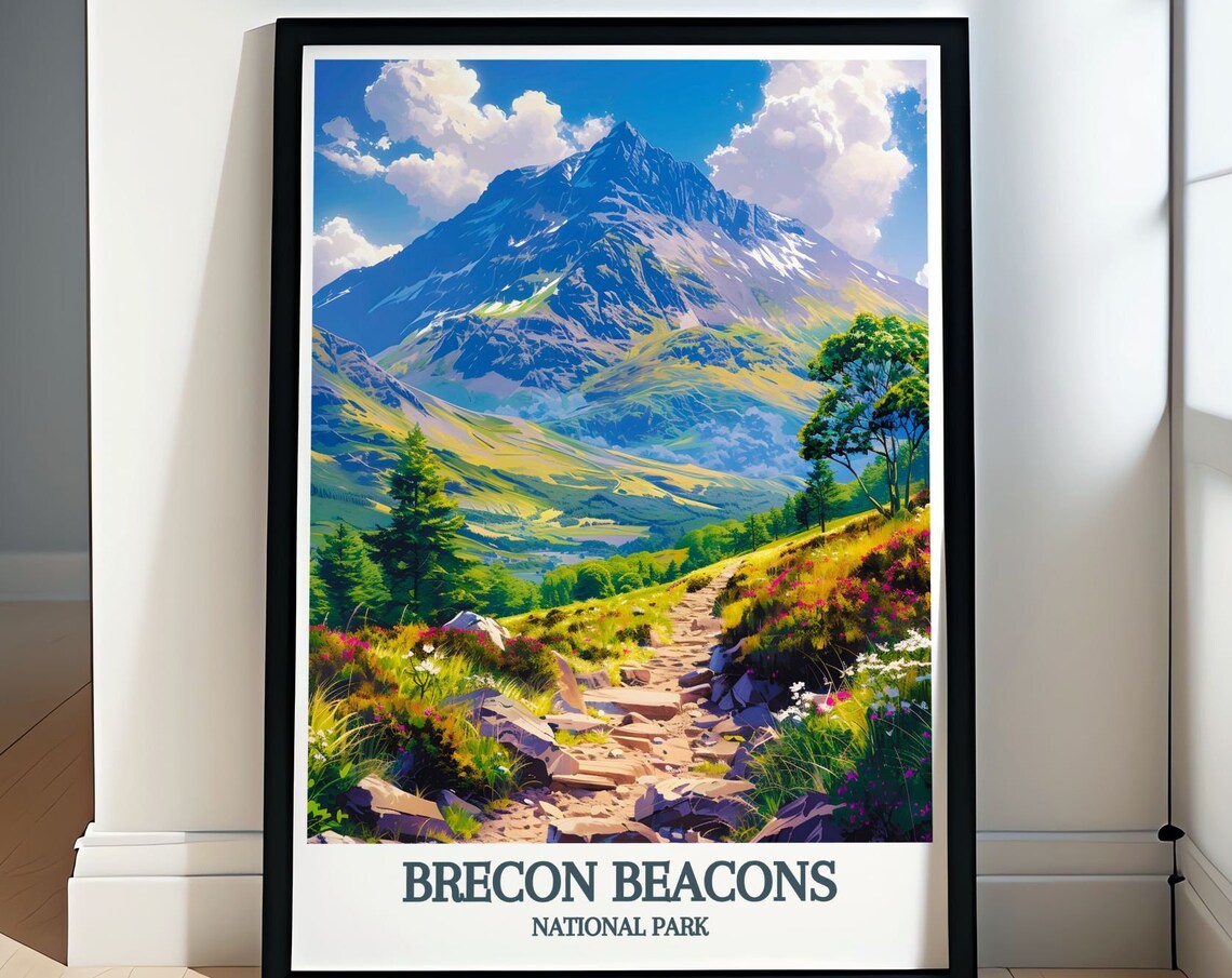 Brecon Beacons National Park Welsh Rocky Mountain Trail Scenic Poster