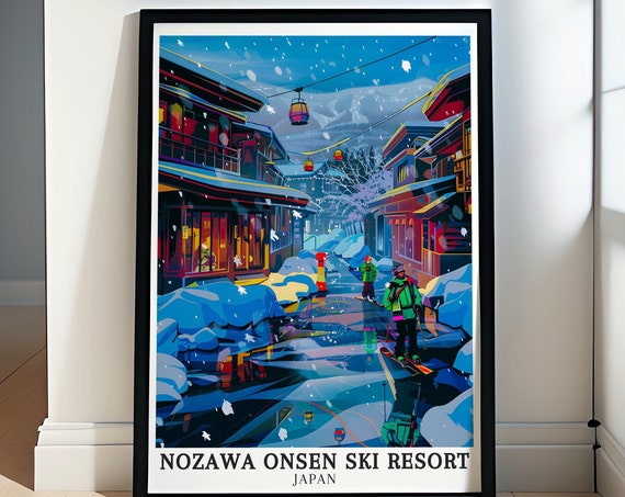 Nozawa Onsen Ski Resort Travel Posters Ryokans In Nozawa Onsen Travel Prints Japanese Winter Travel Wall Art Collection