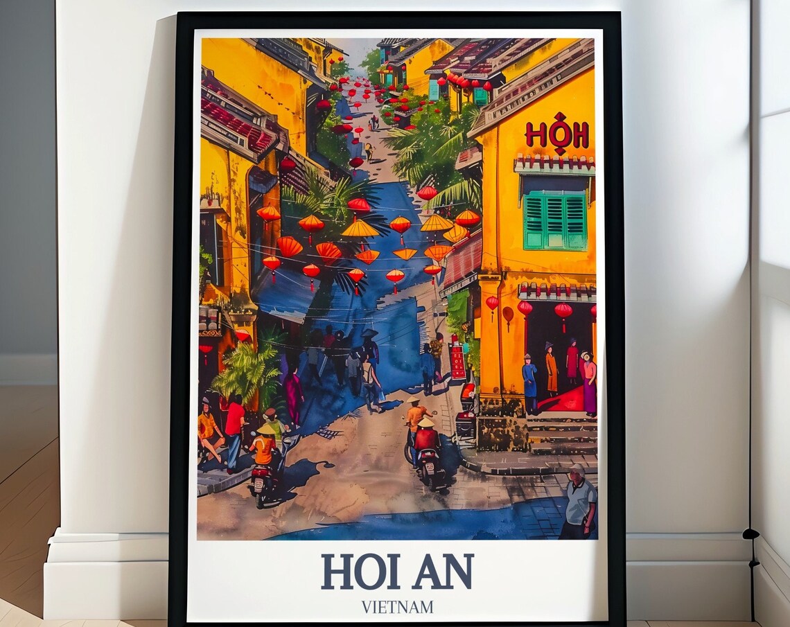 Vietnam Hoi An Lantern Street Ancient Town Colorful Travel Poster