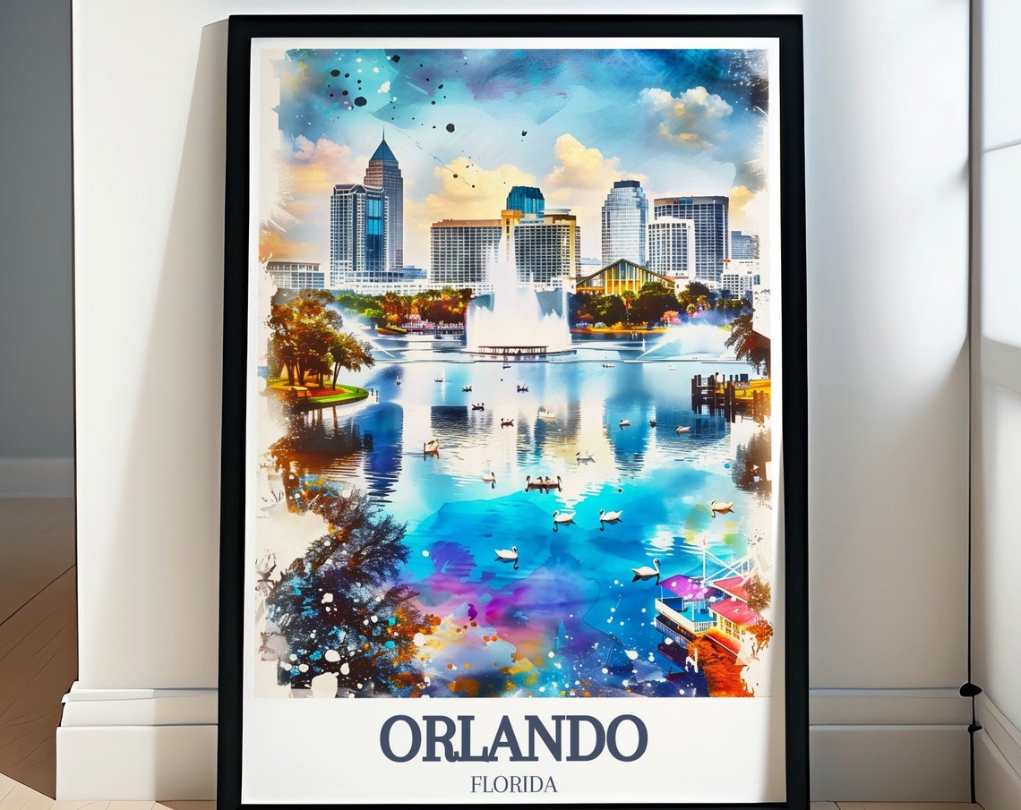 Orlando Travel Poster Lake Eola Park And City Hall Travel Poster Lake Eola Park And City Hall Poster Lake Eola Park And City Hall Art