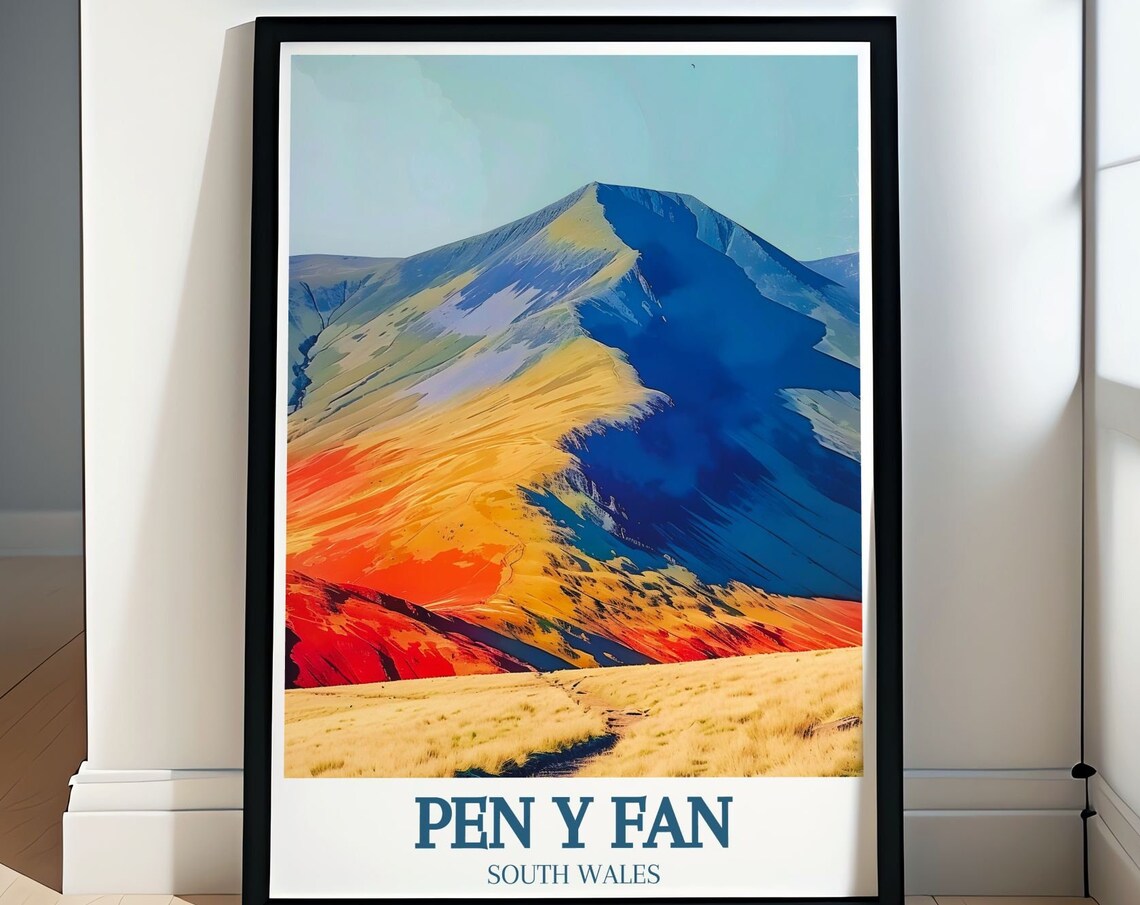 Pen Y Fan South Wales Autumn Peak Landscape Travel Poster Scenic Art