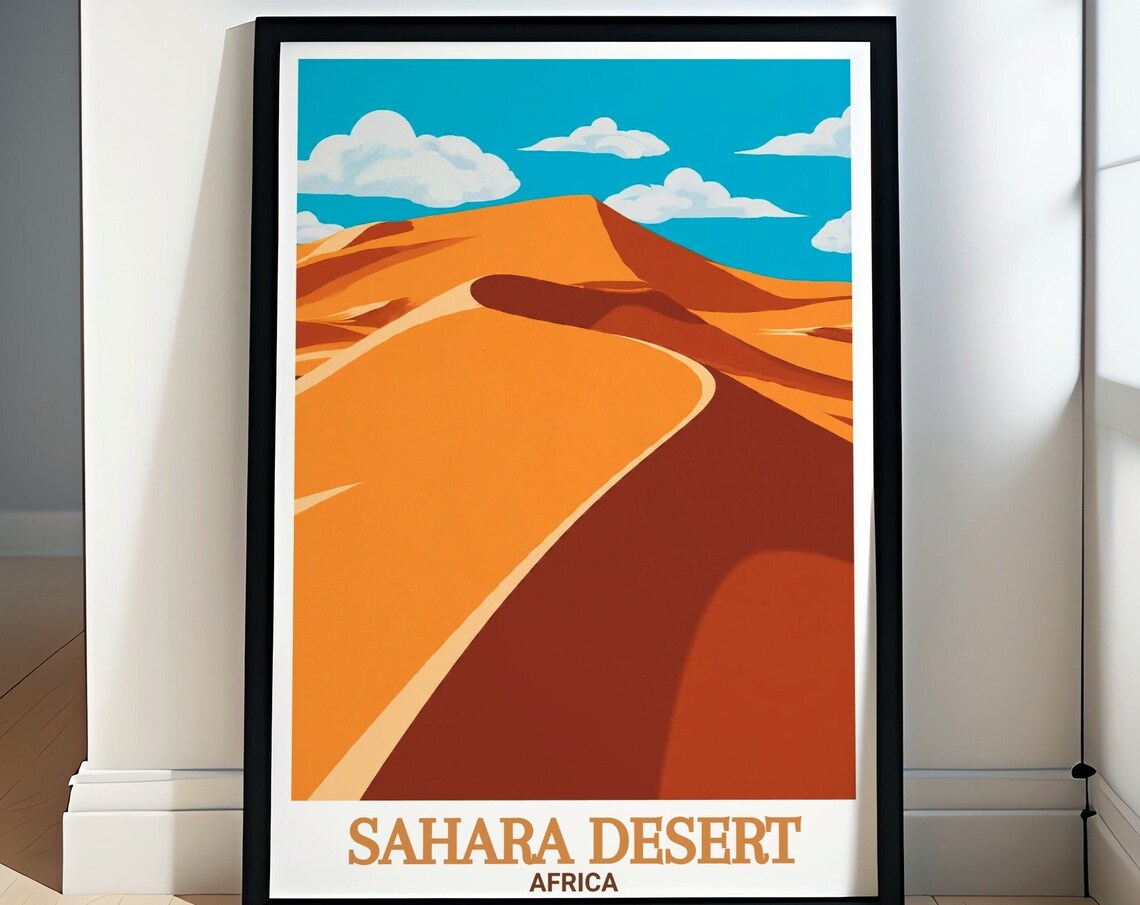 Sahara Desert Golden Dunes Minimalist Africa Travel Art Poster