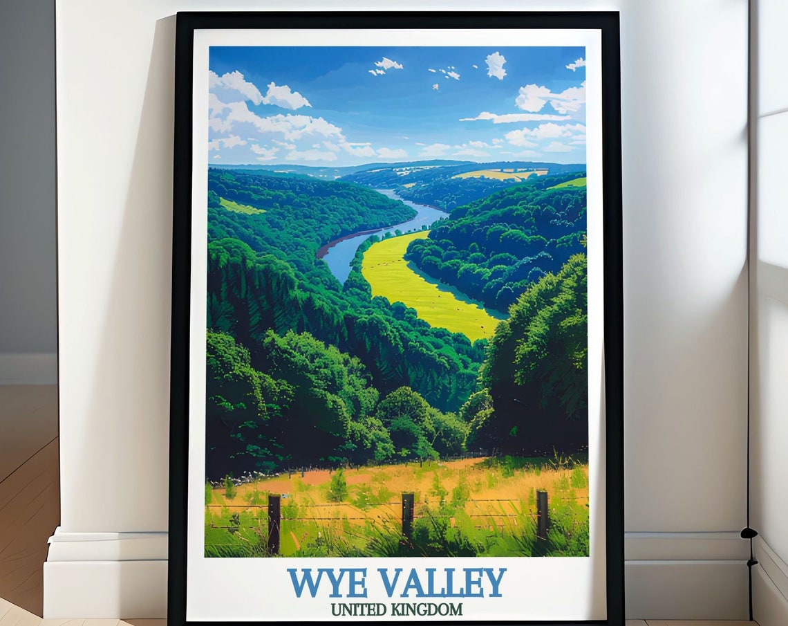 Wye Valley England Meandering River Forest View Travel Poster