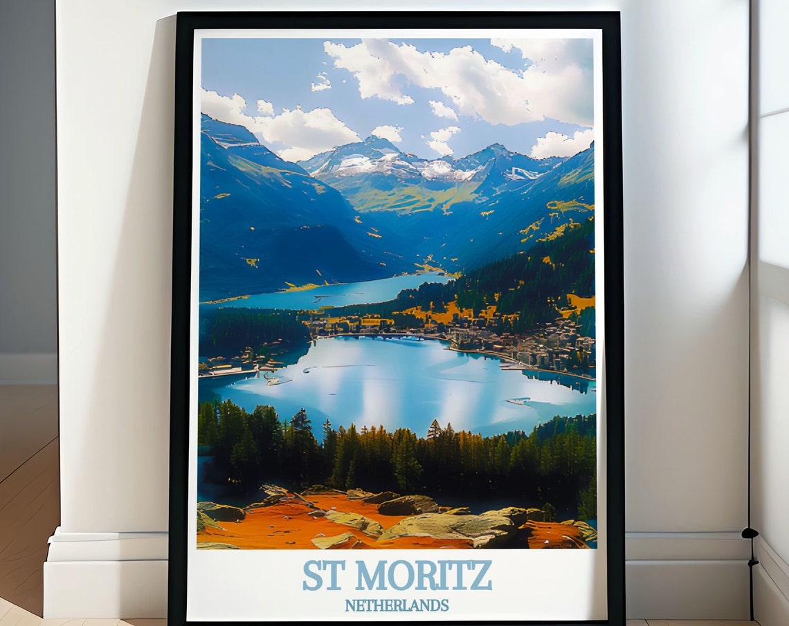 St Moritz Engadin Valley Alpine Lake Mountains Summer View Poster