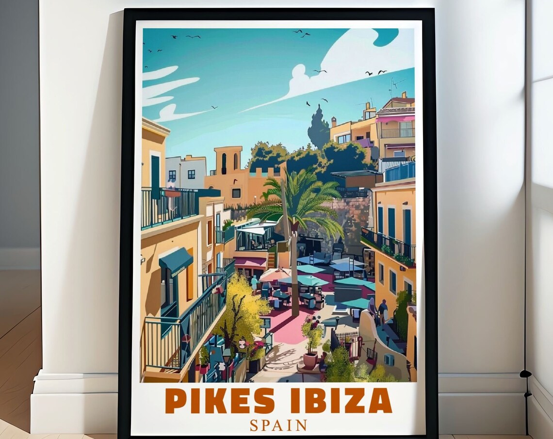 Pikes Ibiza Courtyard Terraces in Bright Mediterranean Day Poster