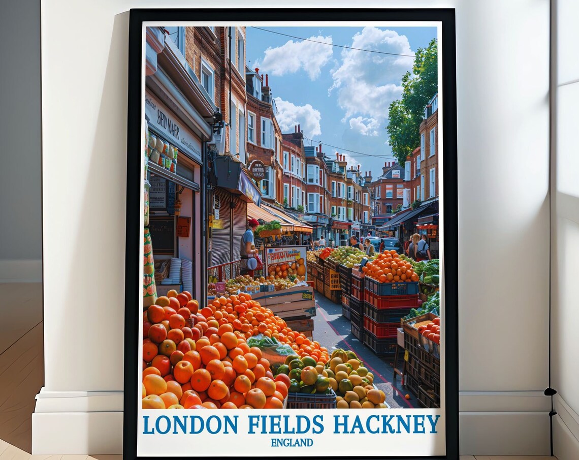 London Fields Hackney Market Street East London Vintage Travel Poster