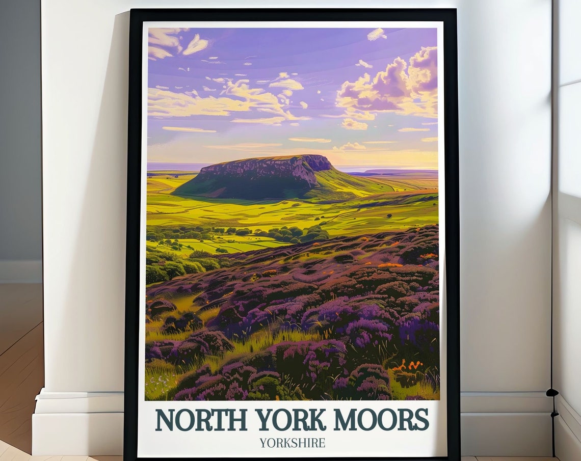 Roseberry Topping Sunset Over Heather Moorland Yorkshire Poster