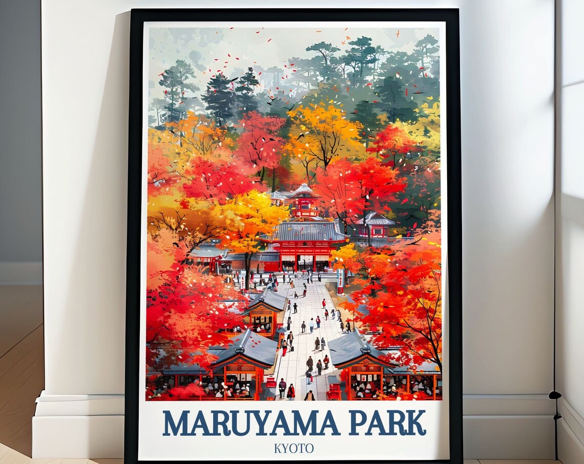 Maruyama Park Yasaka Shrine Autumn Foliage in Kyoto Japan Poster