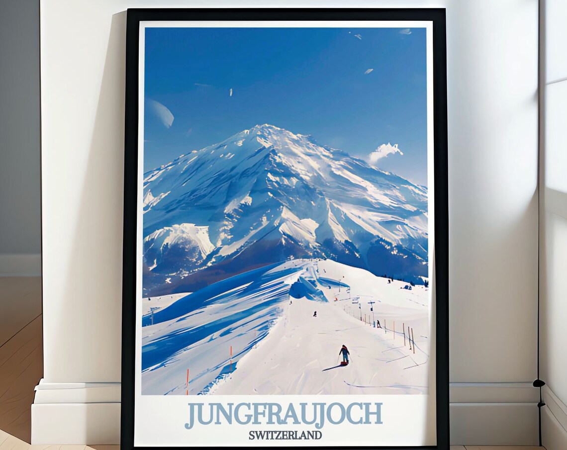Sunny Jungfraujoch Switzerland Alpine Ski Slope Travel Poster