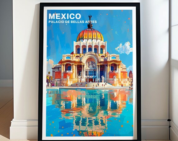 Palacio de Bellas Artes Mexico City Waterfront Travel Poster