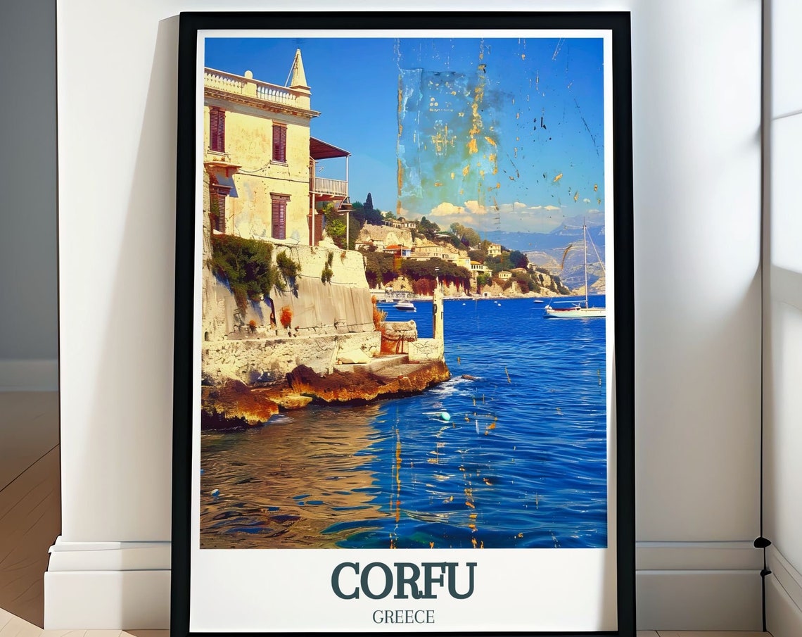 Corfu Travel Poster Old Fortress Of Corfu Ionian Sea Travel Poster Corfu Greece Island Art Prints Sea Posters And Prints