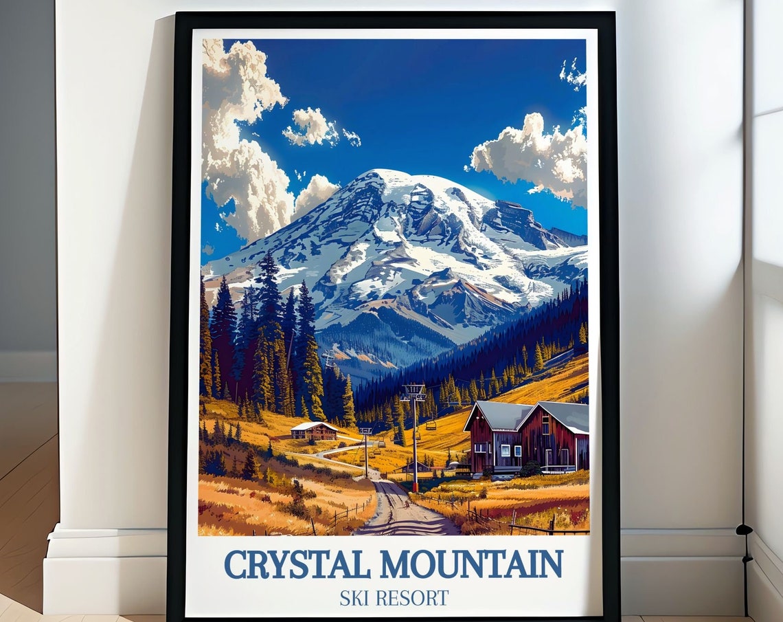 Crystal Mountain Ski Resort Golden Summer Meadow Alpine Poster