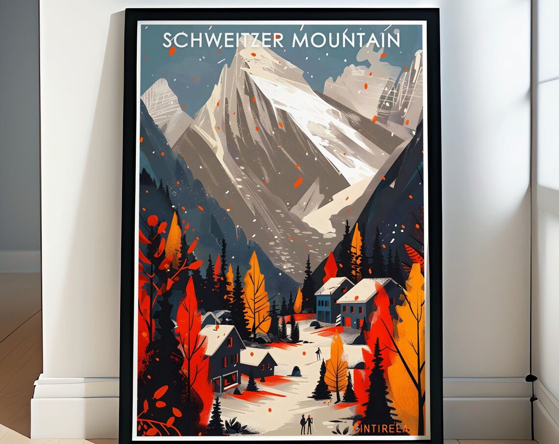 Schweitzer Mountain Travel Poster, Idaho Ski Resort