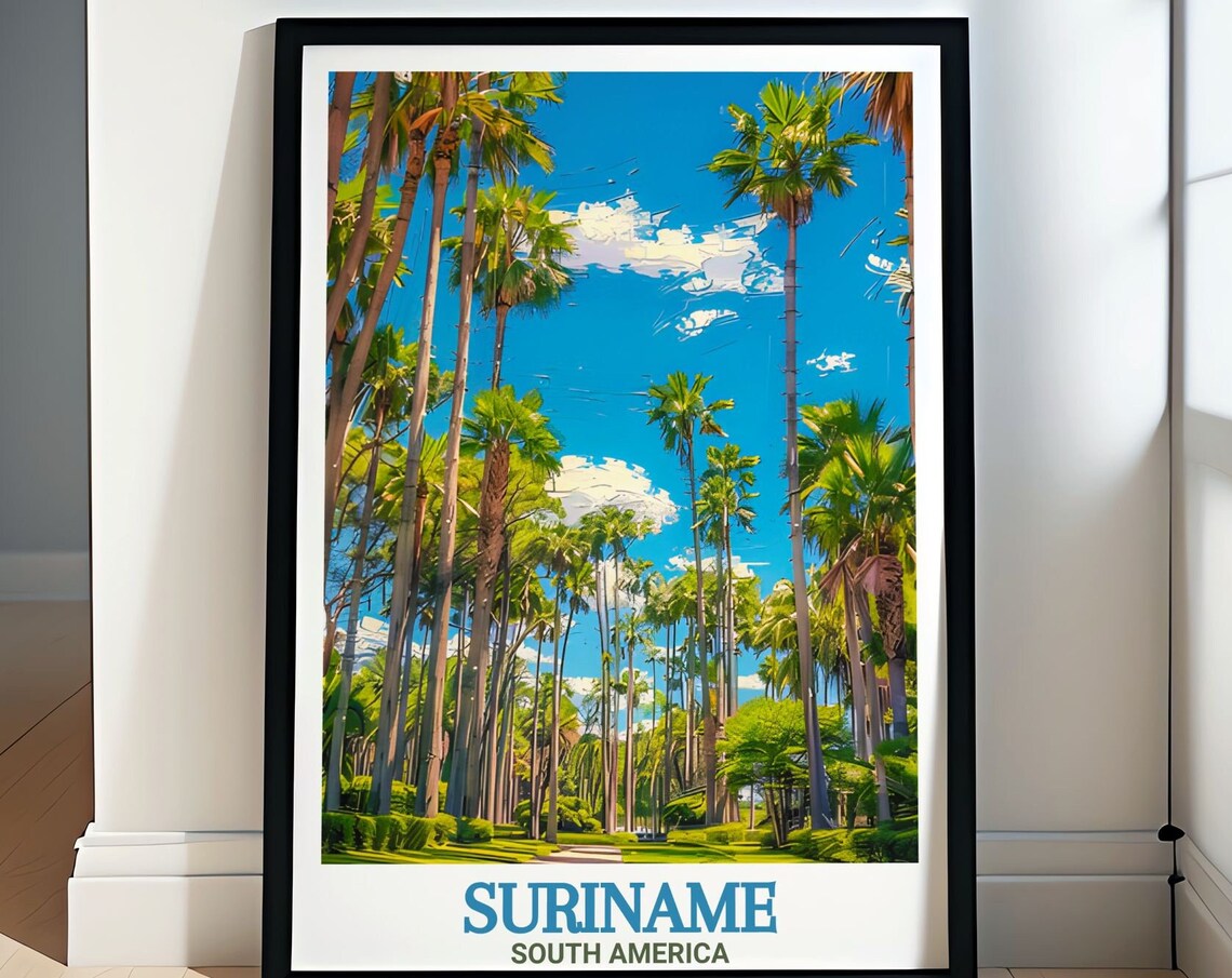 Suriname Palmentuin Palm Avenue South America Tropical Travel Poster