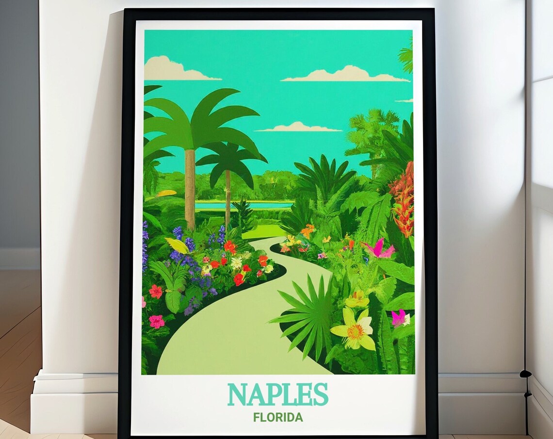 Lush Naples Florida Botanical Garden Poster Tropical Travel Art