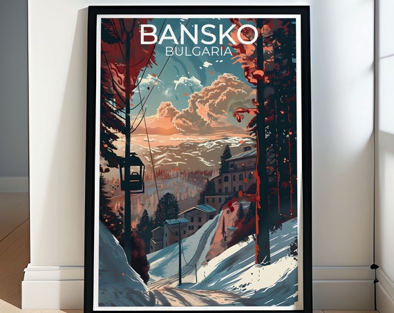 Bansko Ski Art Collection Iconic Bulgaria Ski Resort Retro Wall Prints Stunning Ski Destination Bulgaria Decor