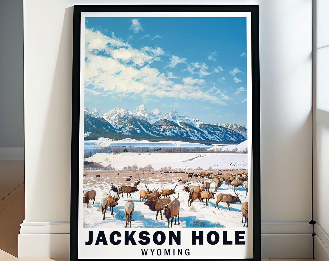 Jackson Hole Elk Herd Snowy National Elk Refuge Wyoming Poster