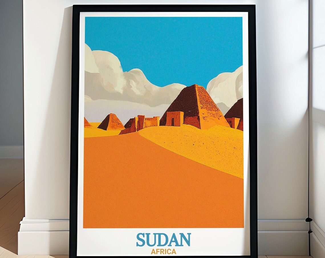 Sudan Africa Meroe Pyramids Desert Ancient Ruins Travel Poster