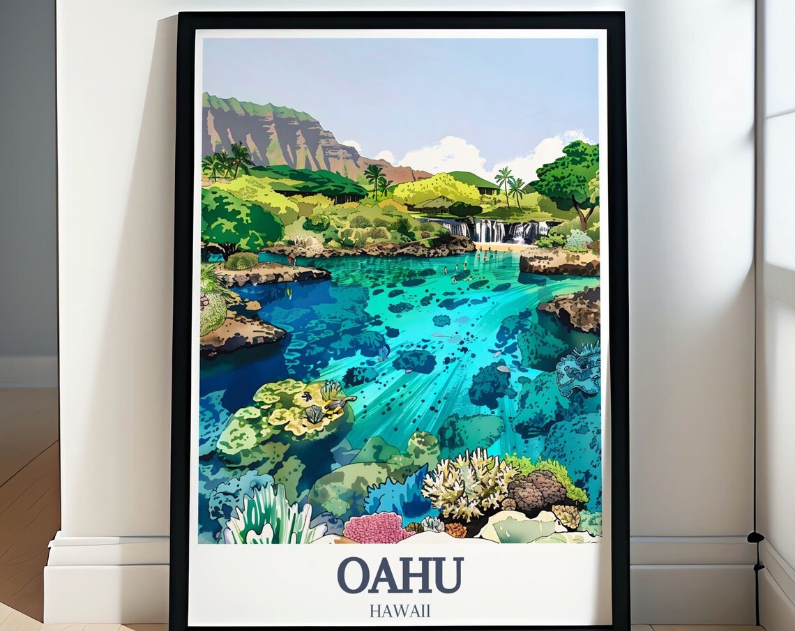 Oahu Hawaii Hanauma Bay Coral Reef Turquoise Cove Underwater Poster