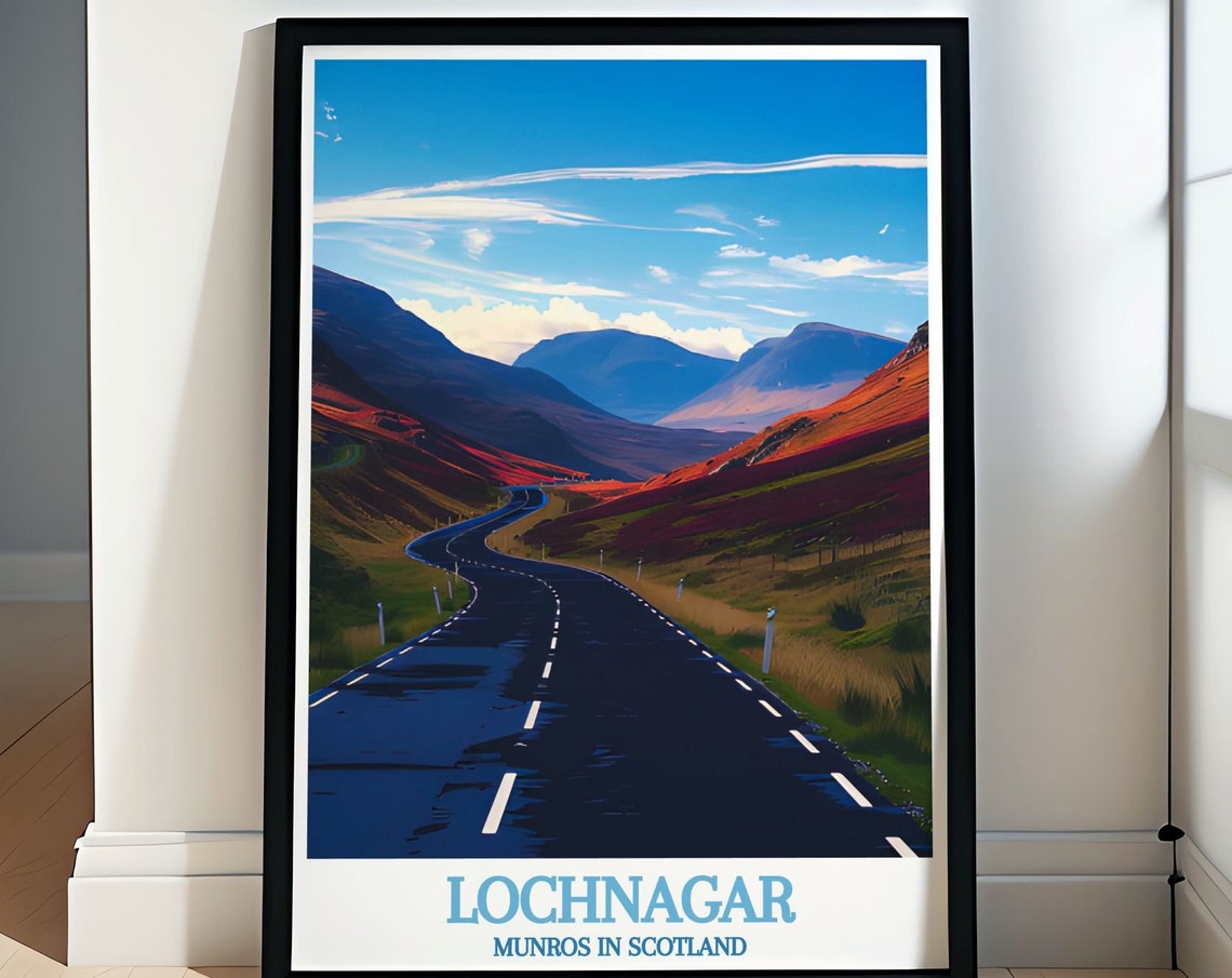 Lochnagar Scotland Winding Road Through Sunset Mountain Valley Poster