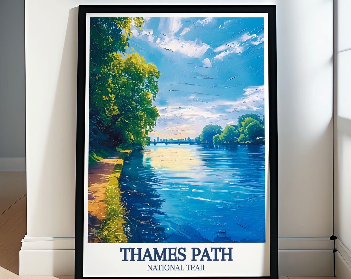 Thames Path England Morning River Light And Path Travel Poster