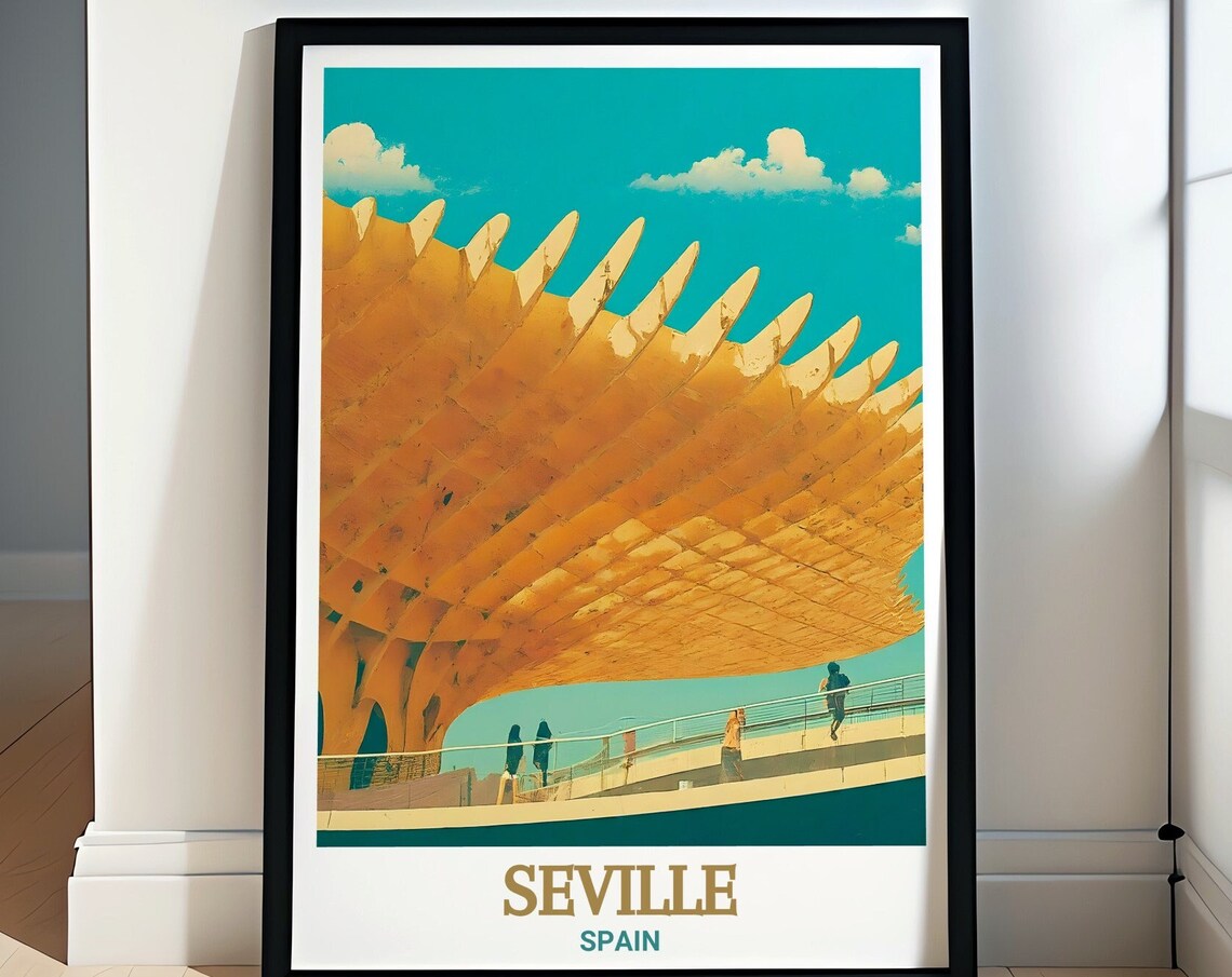 Seville Spain Metropol Parasol Giant Wooden Canopy Travel Poster