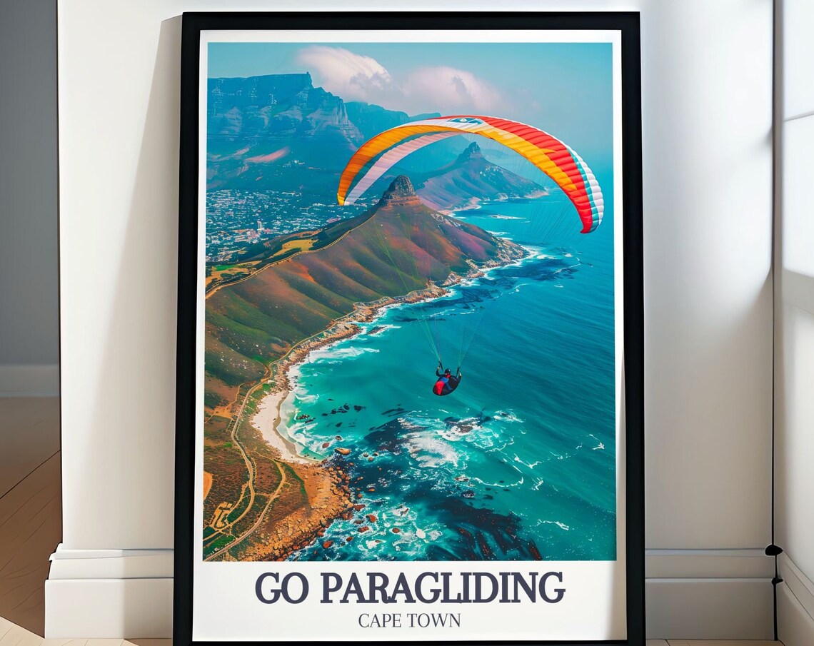 Paragliding Table Mountain Travel Print Collection Cape Town Art Collection Iconic Table Mountain Adventure Prints