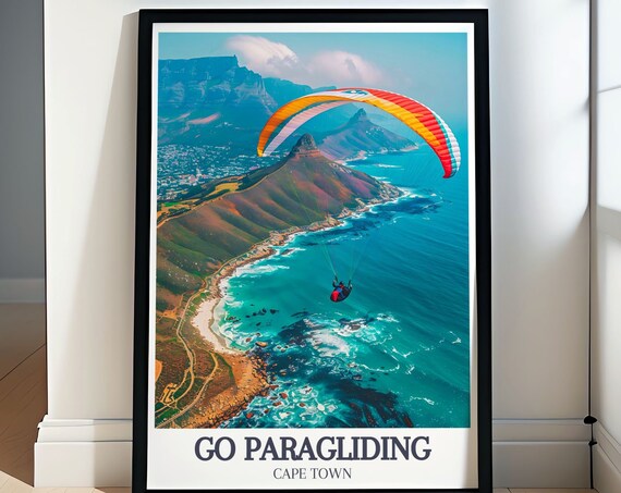 Paragliding Table Mountain Travel Print Collection Cape Town Art Collection Iconic Table Mountain Adventure Prints