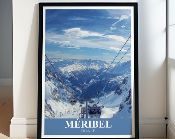 Meribel Wall Art Mount Vallon Travel Poster Mount Vallon And Modern Skiing Poster Meribel Ski Resort Art
