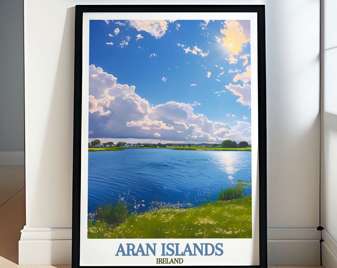 Aran Islands Ireland Lake Sunset Reflective Nature Travel Poster
