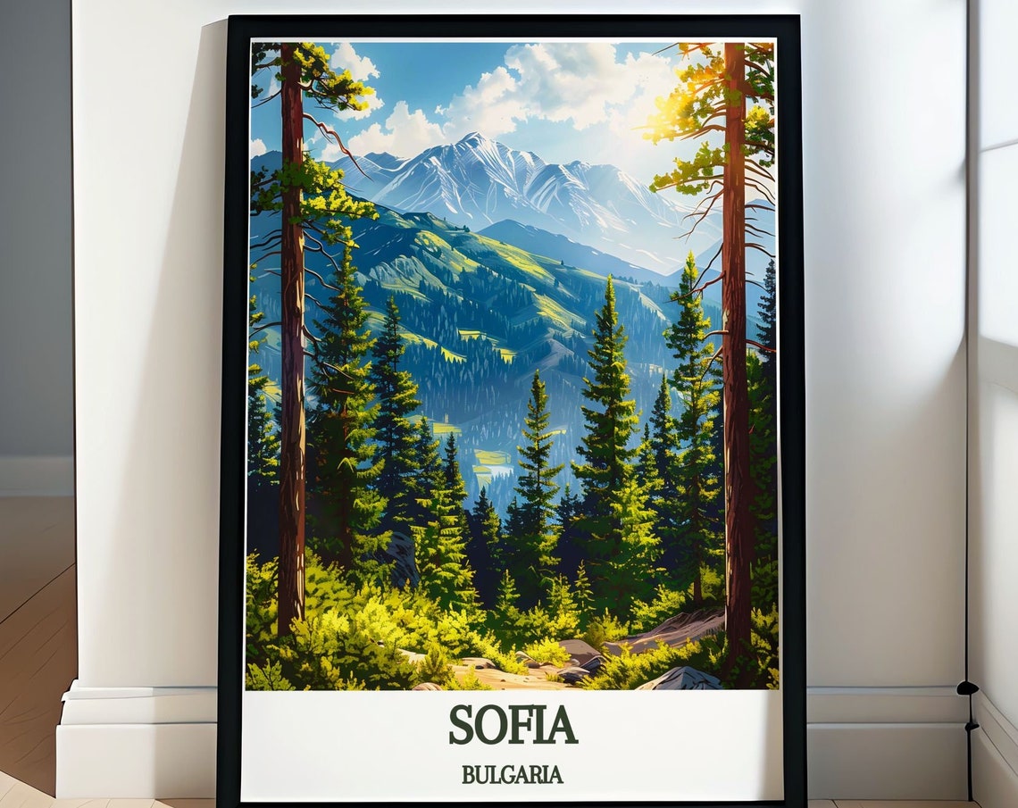 Sofia Vitosha Mountain Pine Forest Poster Bulgaria Nature Travel Art