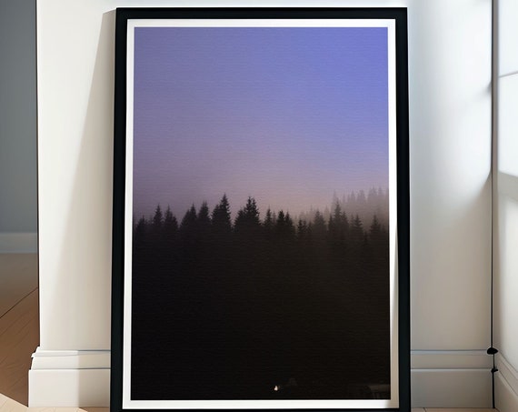 Foggy Forest Print Ethereal Nature Art Black And White Fine Line Print Foggy Forest Home Decor