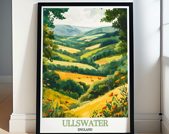 Martindale Deer Grazing in the Ullswater Green Valley Poster