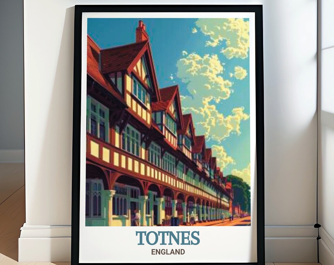 Totnes England Historic Butterwalk Half Timbered Street Poster