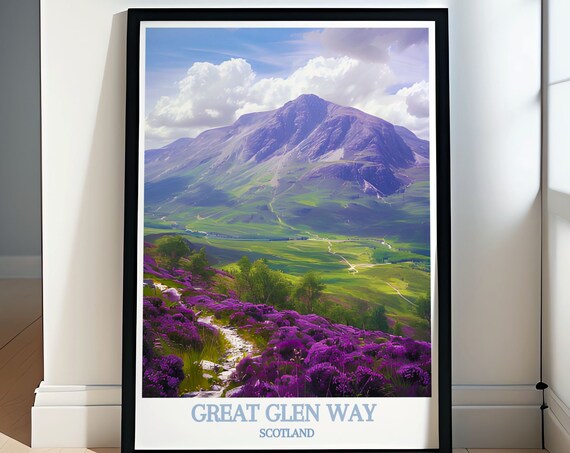 Great Glen Way Scotland Heather Hills Mountain Trail Travel Poster