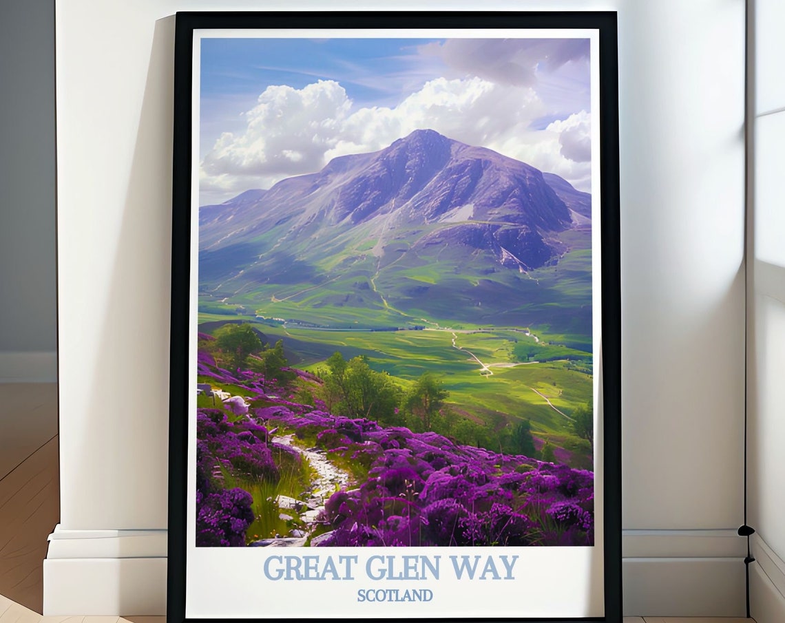 Great Glen Way Scotland Heather Hills Mountain Trail Travel Poster