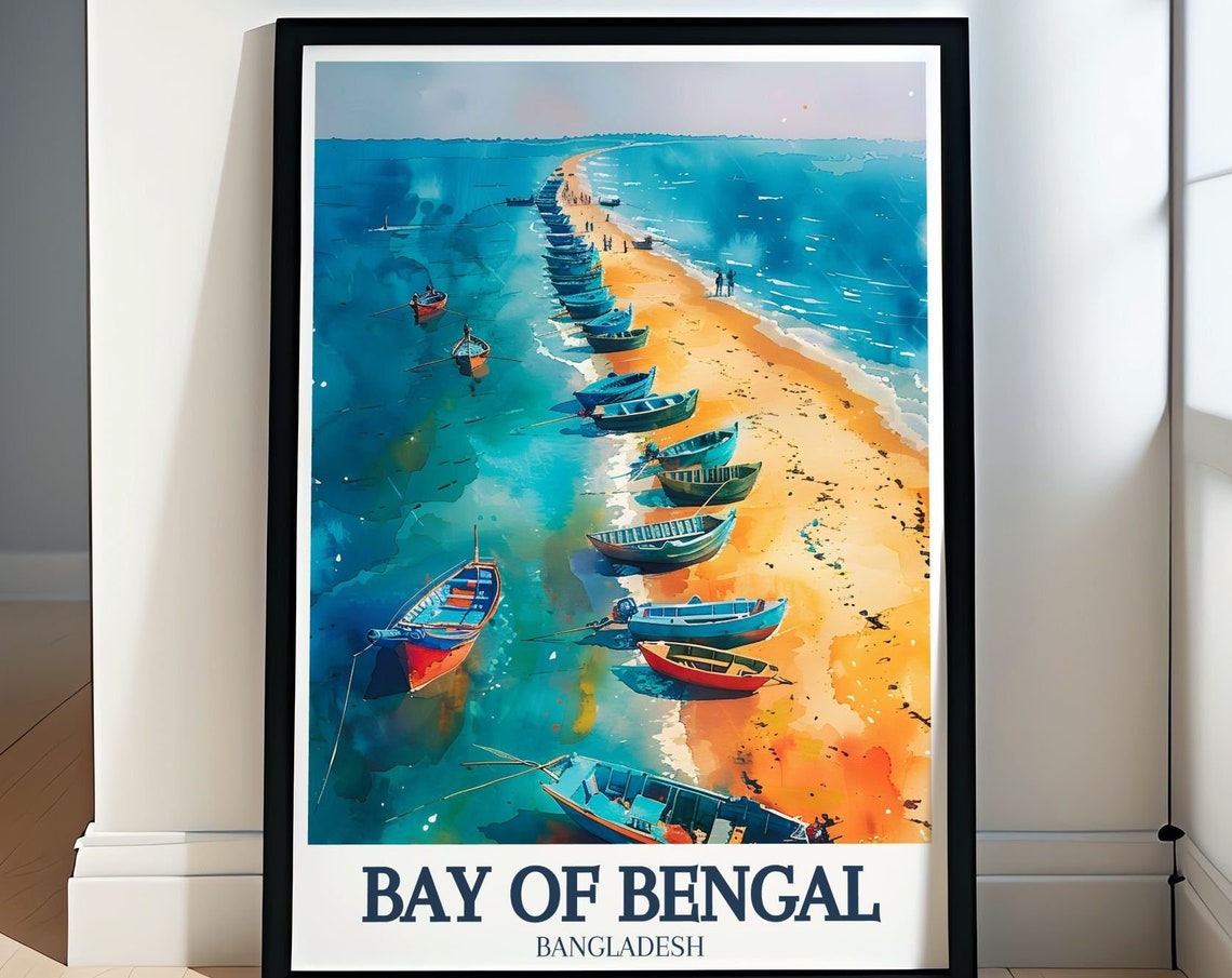 Bangladesh Poster Art Print Of Dhaka And Bay Of Bengal Bangladesh Travel Print Wall Art Featuring Buriganga River And Dhaka