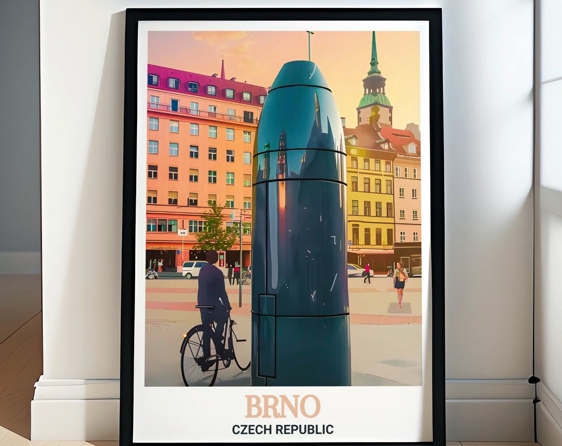 Brno Square Capsule Sculpture City Center Czech Republic Poster