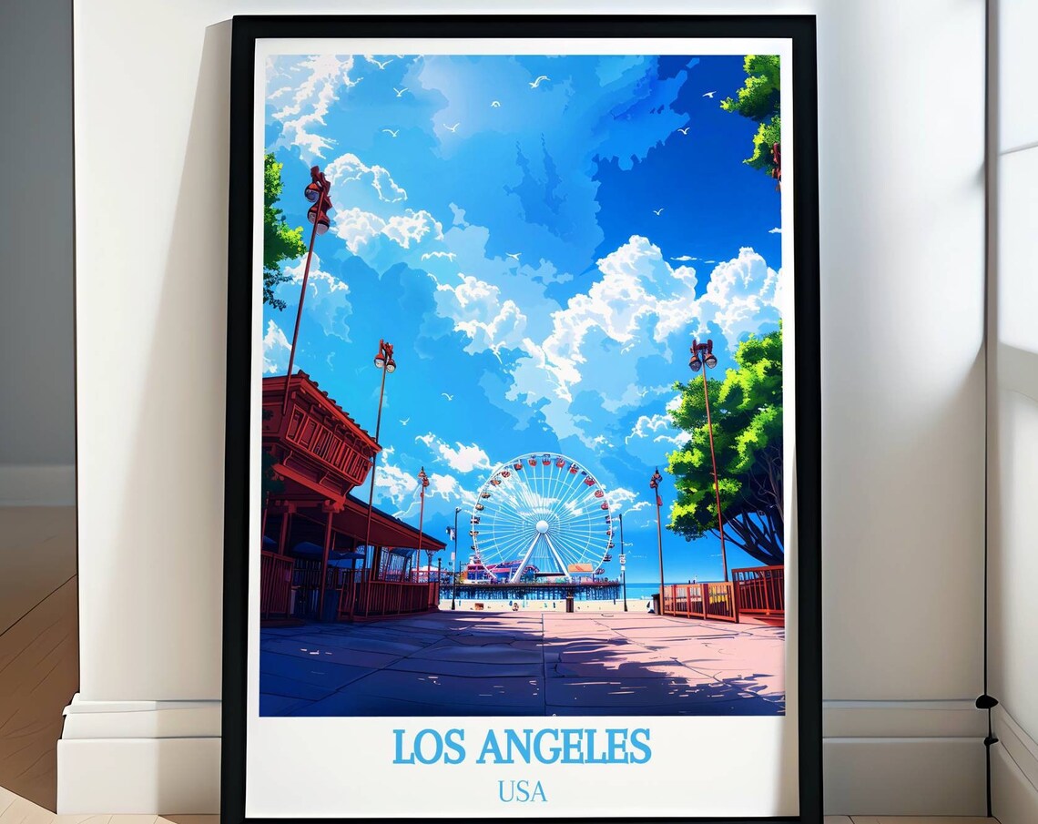 Los Angeles USA Santa Monica Pier Ferris Wheel Boardwalk Poster
