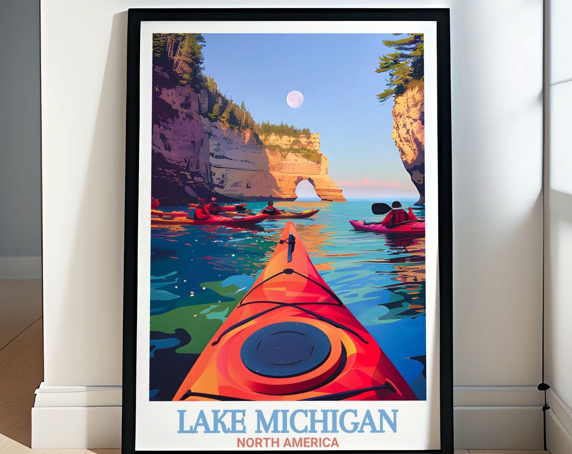 Lake Michigan Pictured Rocks Kayaks Stone Arch Adventure Poster
