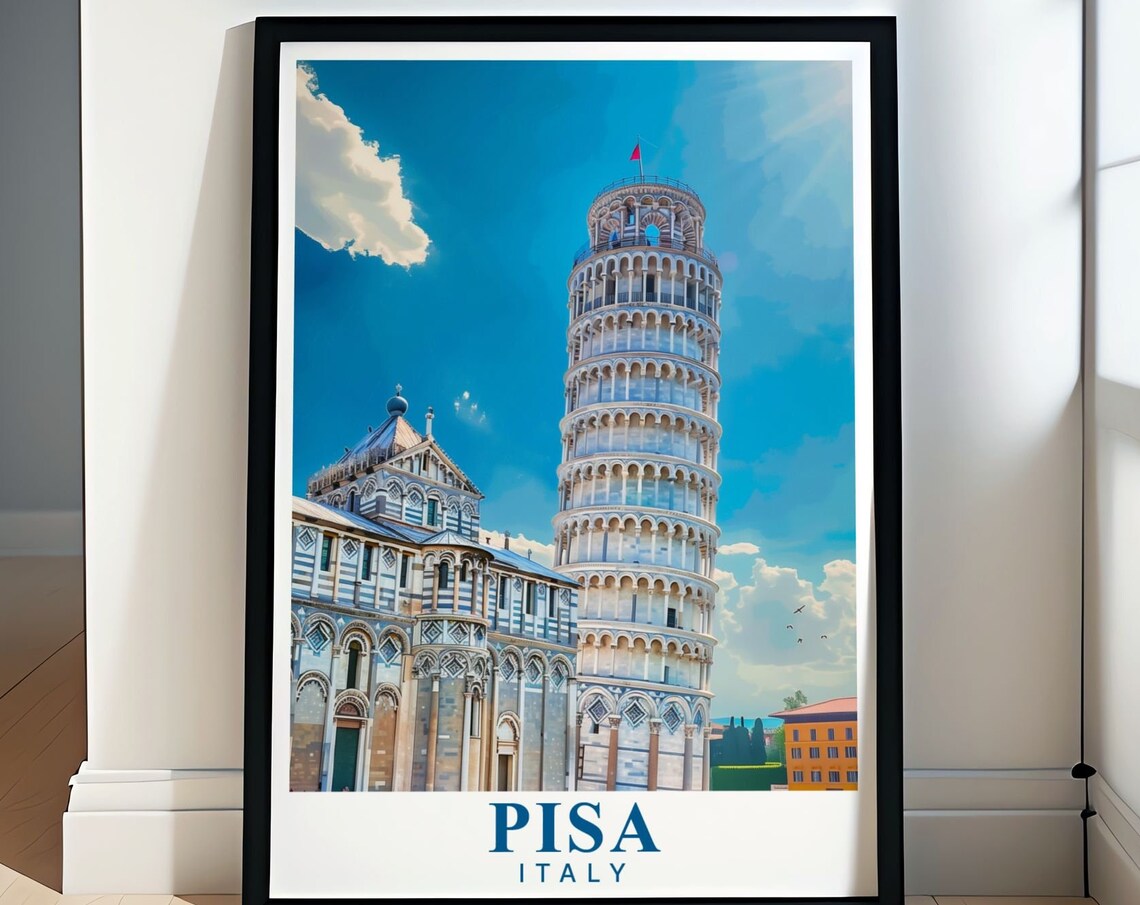 Pisa Leaning Tower Cathedral Piazza Italy Square Travel Poster